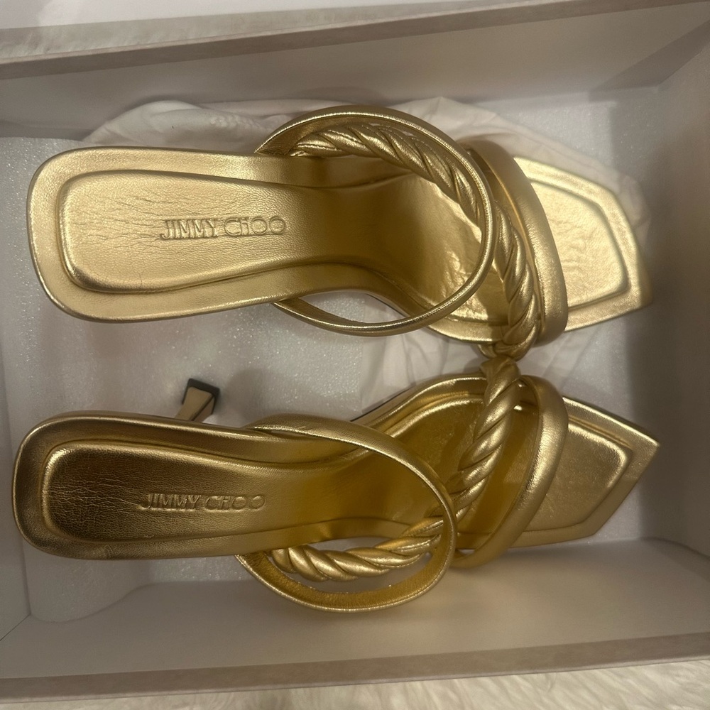 Jimmy Choo Gold Heels with Elegant Design